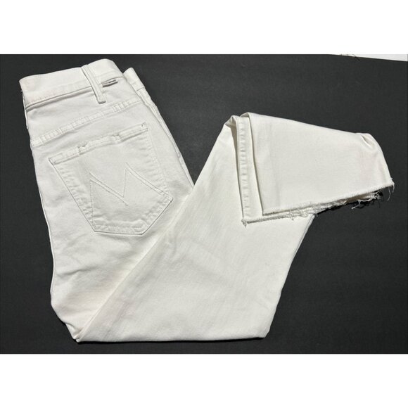 Mother Denim Hustler Ankle Fray Jeans High Rise Fairest of Them White All Sz 26 - Picture 1 of 9